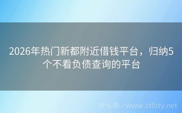 2026年热门新都附近借钱平台，归纳5个不看负债查询的平台