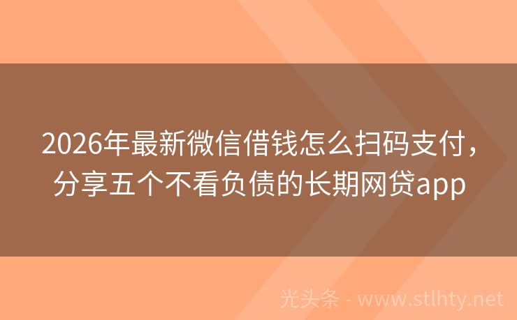 2026年最新微信借钱怎么扫码支付，分享五个不看负债的长期网贷app