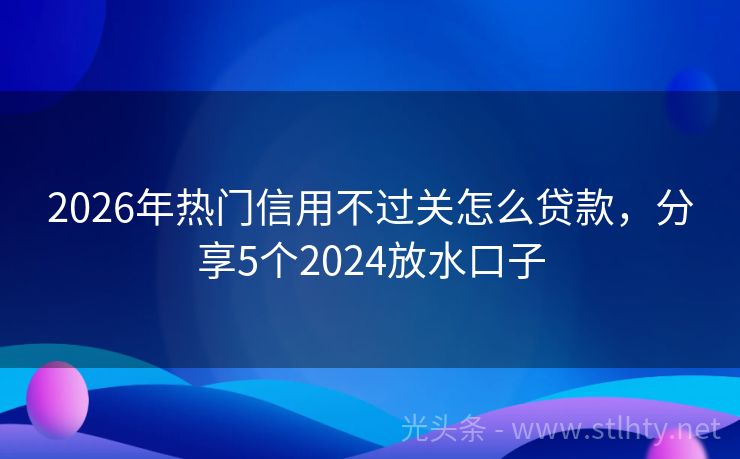 2026年热门信用不过关怎么贷款，分享5个2024放水口子