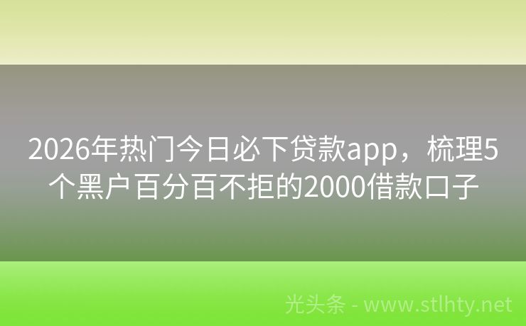 2026年热门今日必下贷款app，梳理5个黑户百分百不拒的2000借款口子