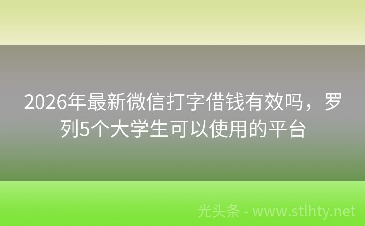 2026年最新微信打字借钱有效吗，罗列5个大学生可以使用的平台