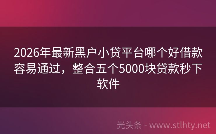 2026年最新黑户小贷平台哪个好借款容易通过，整合五个5000块贷款秒下软件