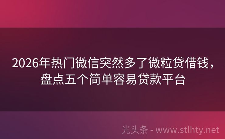 2026年热门微信突然多了微粒贷借钱，盘点五个简单容易贷款平台