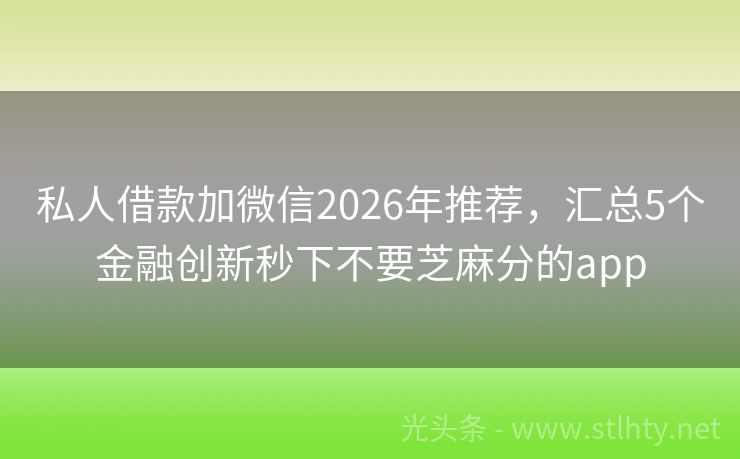 私人借款加微信2026年推荐，汇总5个金融创新秒下不要芝麻分的app