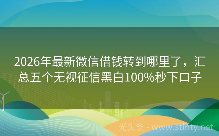 2026年最新微信借钱转到哪里了，汇总五个无视征信黑白100%秒下口子