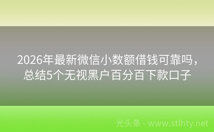 2026年最新微信小数额借钱可靠吗，总结5个无视黑户百分百下款口子