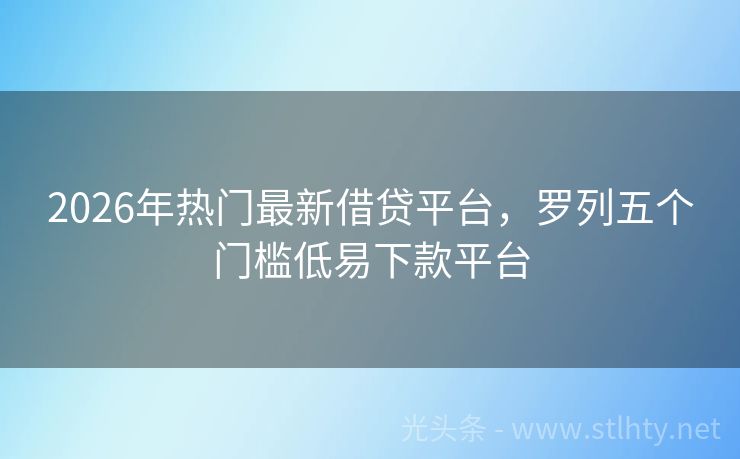 2026年热门最新借贷平台，罗列五个门槛低易下款平台