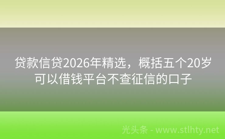 贷款信贷2026年精选，概括五个20岁可以借钱平台不查征信的口子