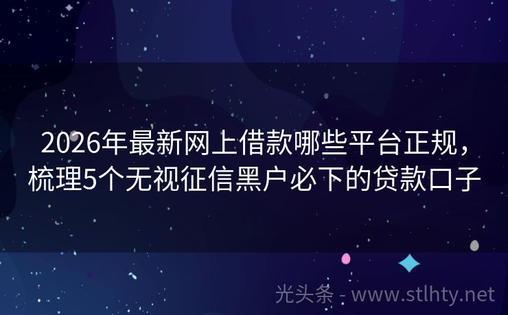 2026年最新网上借款哪些平台正规，梳理5个无视征信黑户必下的贷款口子