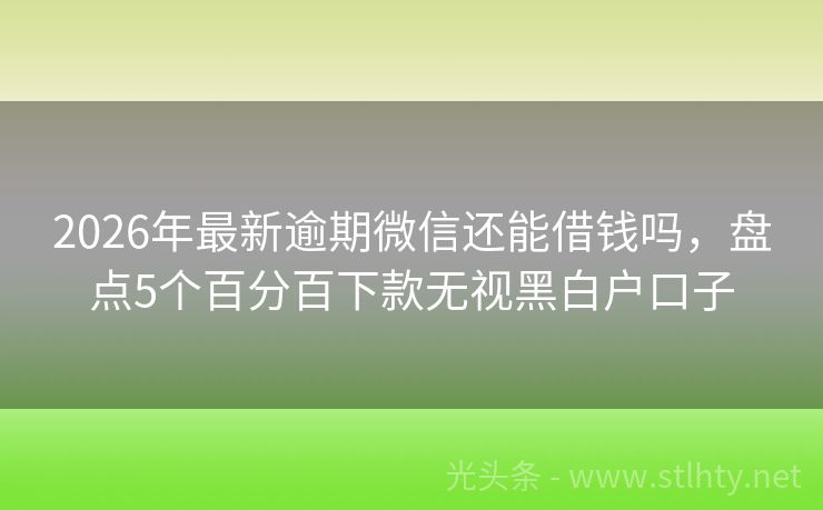 2026年最新逾期微信还能借钱吗，盘点5个百分百下款无视黑白户口子