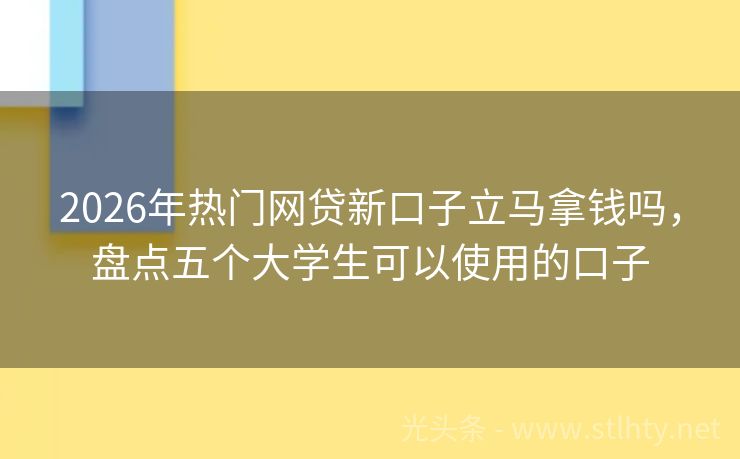 2026年热门网贷新口子立马拿钱吗，盘点五个大学生可以使用的口子