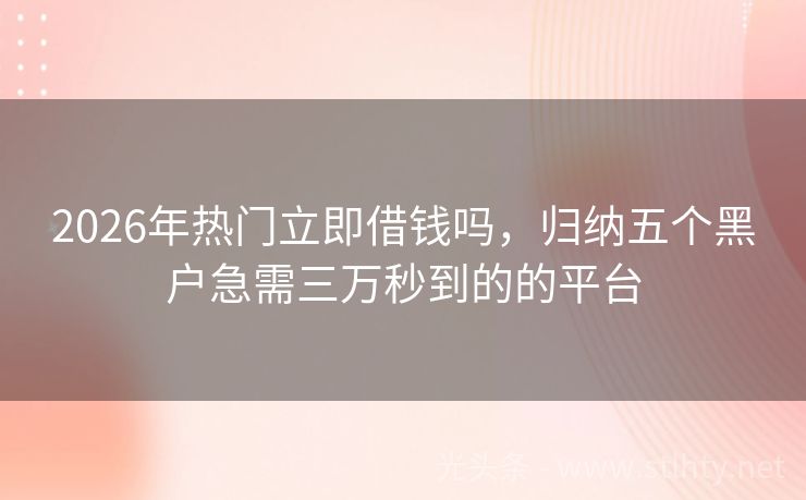 2026年热门立即借钱吗，归纳五个黑户急需三万秒到的的平台