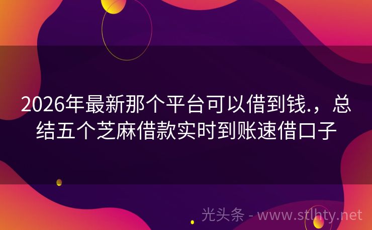 2026年最新那个平台可以借到钱.，总结五个芝麻借款实时到账速借口子