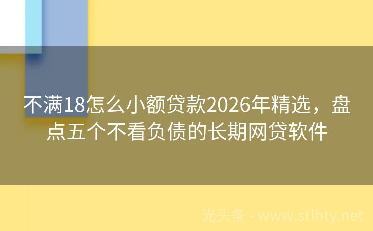 不满18怎么小额贷款2026年精选，盘点五个不看负债的长期网贷软件