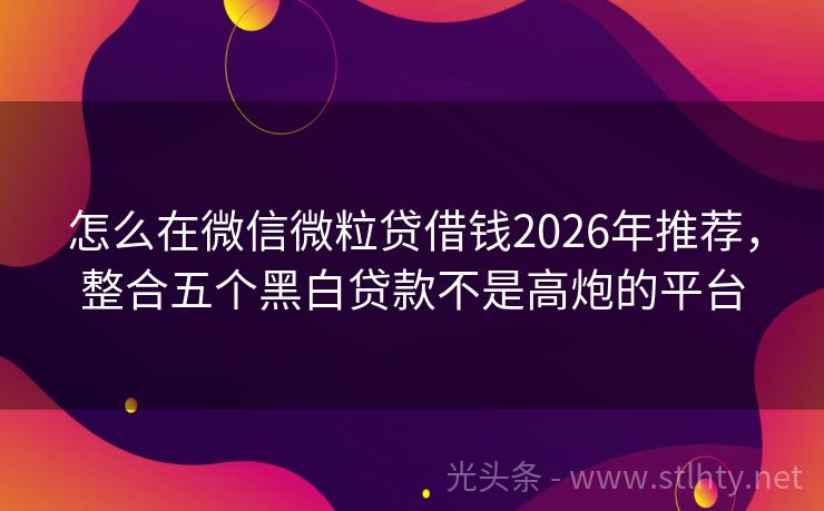 怎么在微信微粒贷借钱2026年推荐，整合五个黑白贷款不是高炮的平台
