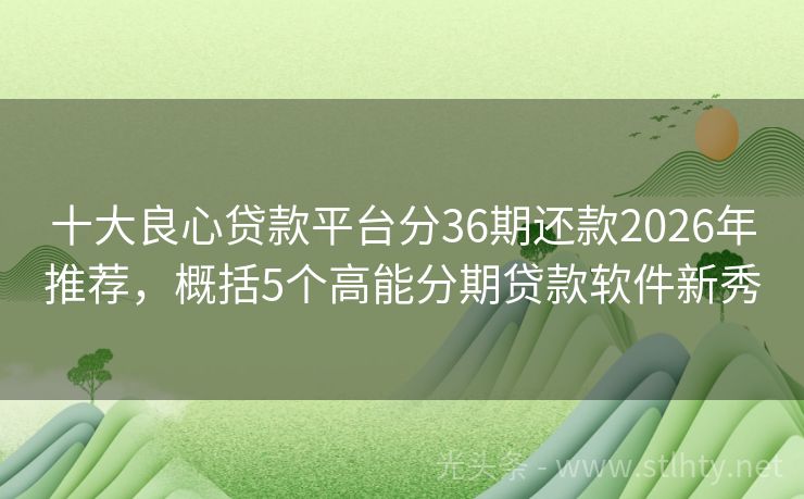 十大良心贷款平台分36期还款2026年推荐，概括5个高能分期贷款软件新秀