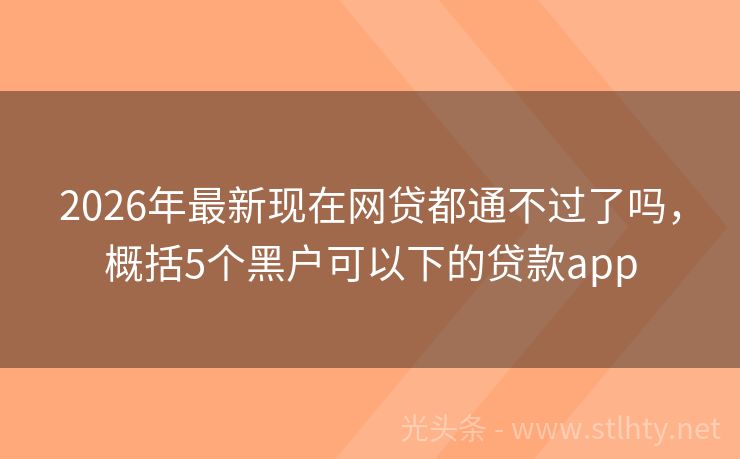 2026年最新现在网贷都通不过了吗，概括5个黑户可以下的贷款app