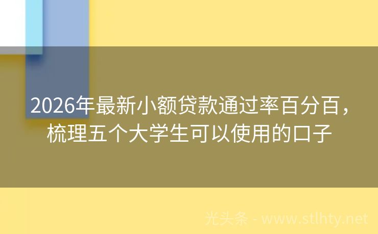 2026年最新小额贷款通过率百分百，梳理五个大学生可以使用的口子