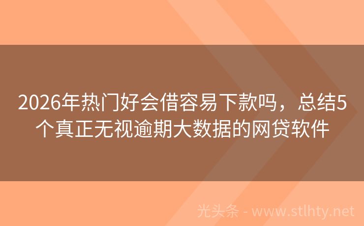 2026年热门好会借容易下款吗,总结5个真正无视逾期大数据的网贷软件