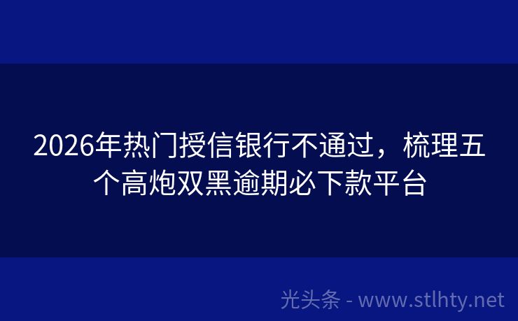 2026年热门授信银行不通过，梳理五个高炮双黑逾期必下款平台