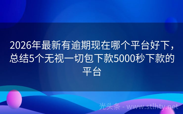 2026年最新有逾期现在哪个平台好下，总结5个无视一切包下款5000秒下款的平台