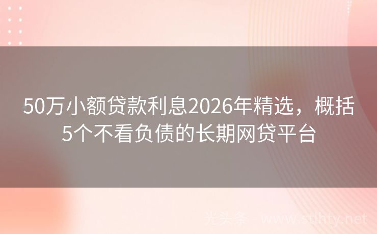 50万小额贷款利息2026年精选，概括5个不看负债的长期网贷平台