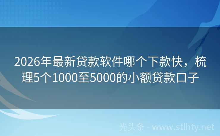 2026年最新贷款软件哪个下款快，梳理5个1000至5000的小额贷款口子