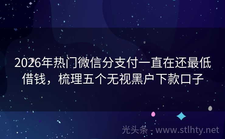 2026年热门微信分支付一直在还最低借钱，梳理五个无视黑户下款口子