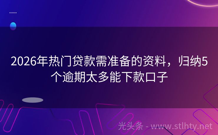 2026年热门贷款需准备的资料，归纳5个逾期太多能下款口子