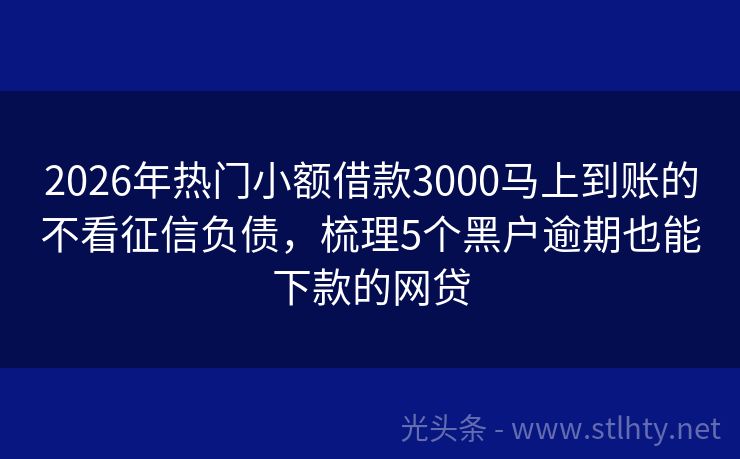 2026年热门小额借款3000马上到账的不看征信负债，梳理5个黑户逾期也能下款的网贷