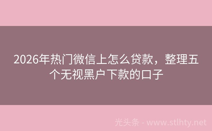 2026年热门微信上怎么贷款，整理五个无视黑户下款的口子