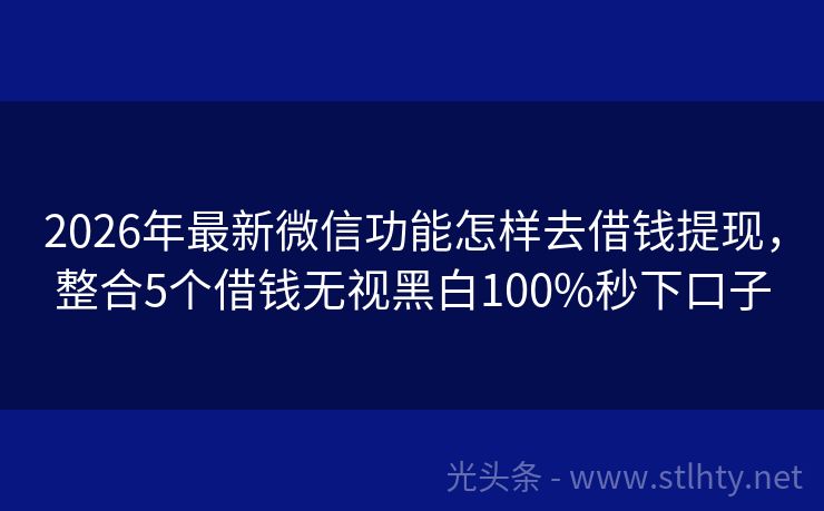 2026年最新微信功能怎样去借钱提现，整合5个借钱无视黑白100%秒下口子