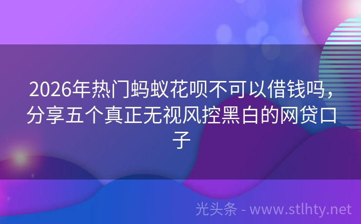 2026年热门蚂蚁花呗不可以借钱吗，分享五个真正无视风控黑白的网贷口子