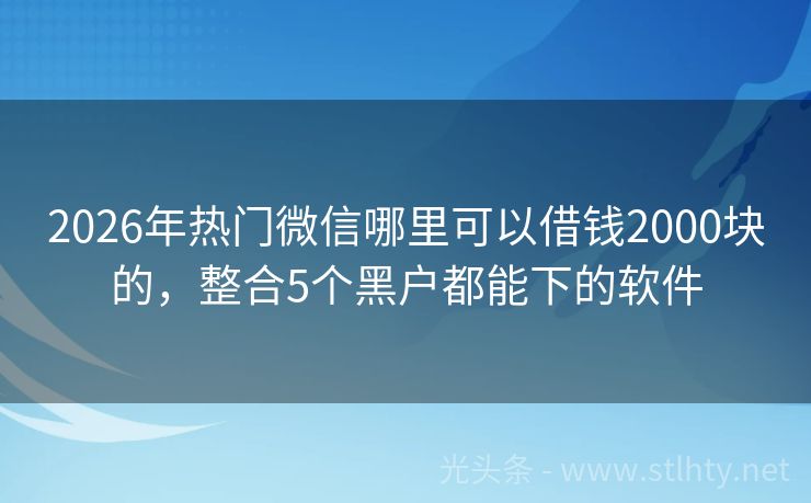 2026年热门微信哪里可以借钱2000块的，整合5个黑户都能下的软件