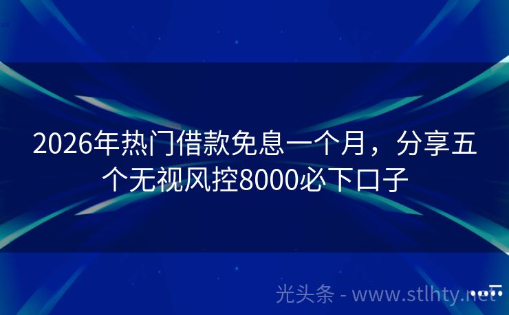 2026年热门借款免息一个月，分享五个无视风控8000必下口子