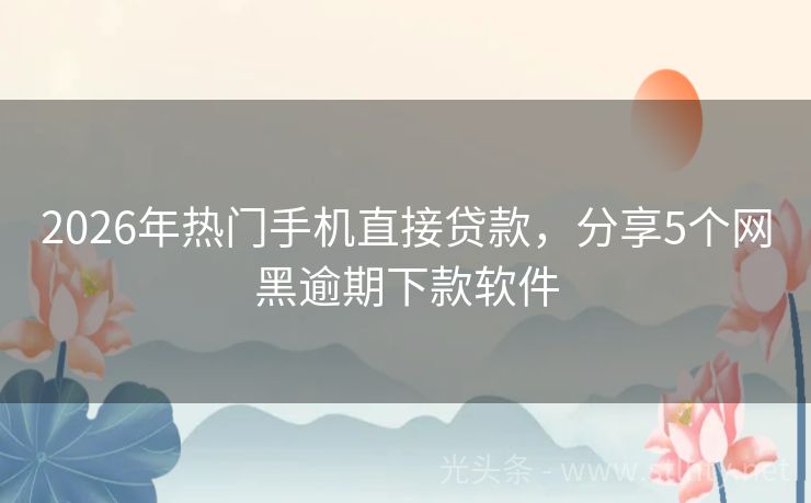 2026年热门手机直接贷款，分享5个网黑逾期下款软件