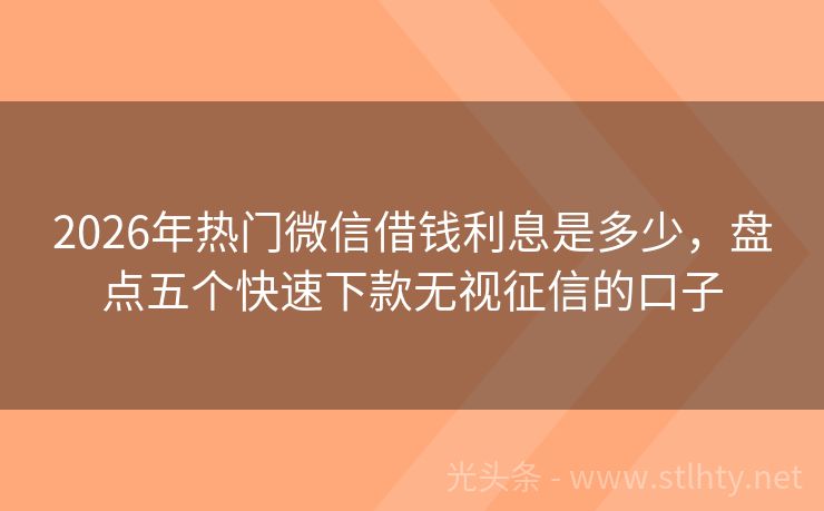 2026年热门微信借钱利息是多少，盘点五个快速下款无视征信的口子