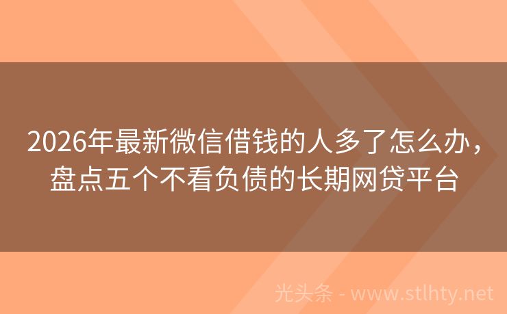 2026年最新微信借钱的人多了怎么办，盘点五个不看负债的长期网贷平台