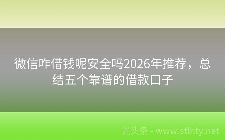 微信咋借钱呢安全吗2026年推荐，总结五个靠谱的借款口子