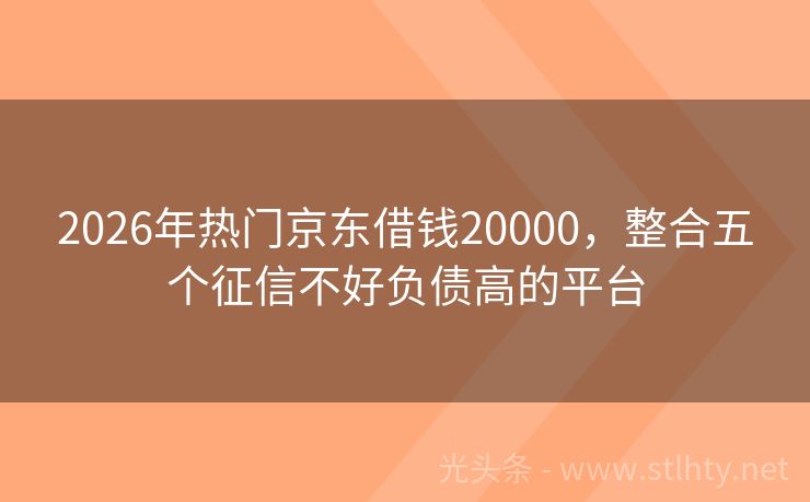 2026年热门京东借钱20000，整合五个征信不好负债高的平台
