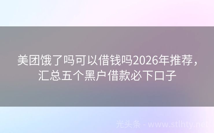美团饿了吗可以借钱吗2026年推荐，汇总五个黑户借款必下口子