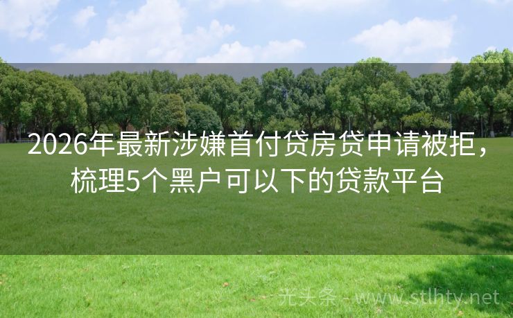2026年最新涉嫌首付贷房贷申请被拒，梳理5个黑户可以下的贷款平台