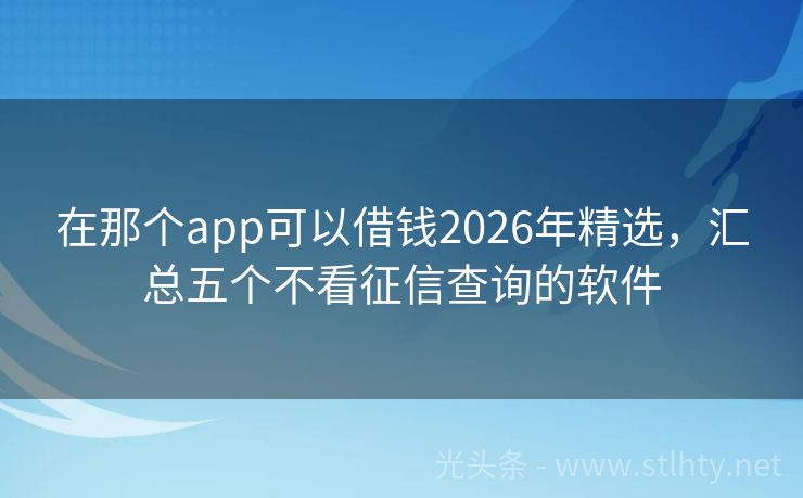 在那个app可以借钱2026年精选，汇总五个不看征信查询的软件