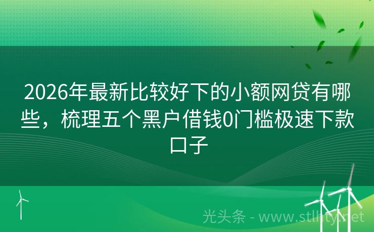 2026年最新比较好下的小额网贷有哪些，梳理五个黑户借钱0门槛极速下款口子