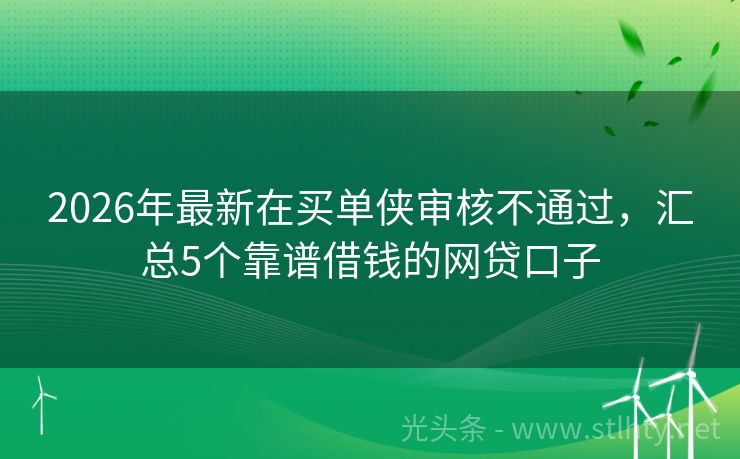 2026年最新在买单侠审核不通过，汇总5个靠谱借钱的网贷口子