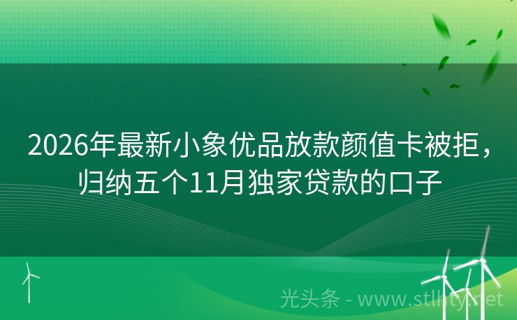 2026年最新小象优品放款颜值卡被拒，归纳五个11月独家贷款的口子