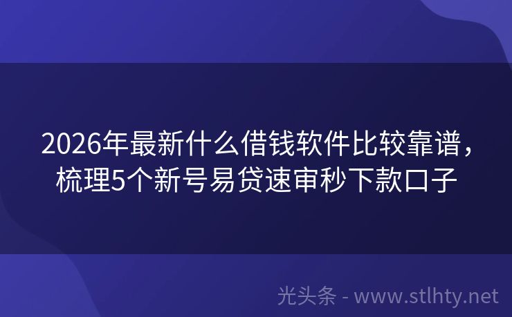 2026年最新什么借钱软件比较靠谱，梳理5个新号易贷速审秒下款口子