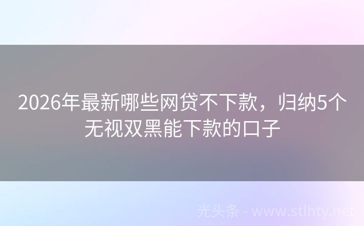 2026年最新哪些网贷不下款，归纳5个无视双黑能下款的口子