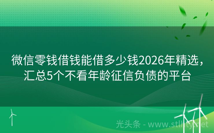 微信零钱借钱能借多少钱2026年精选，汇总5个不看年龄征信负债的平台