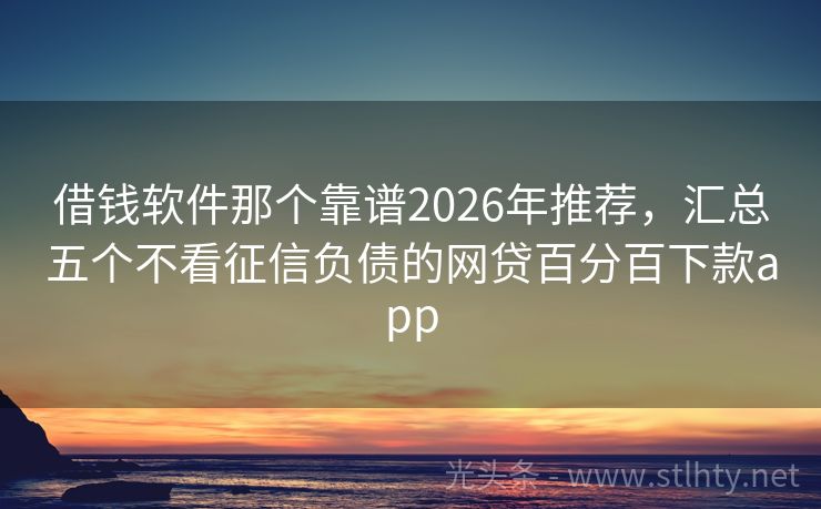 借钱软件那个靠谱2026年推荐，汇总五个不看征信负债的网贷百分百下款app